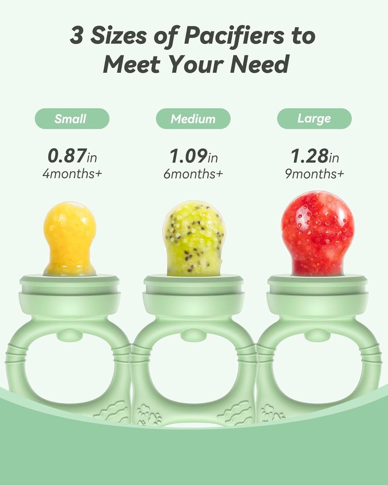 melican Silicone Baby Fruit Food Feeder (2 Pack) with Freezer Nibble Tray, Breastmilk Popsicle Molds for Baby Teething Relief, Feeder for Safe Infant Self Feeding, BPA Free, Dishwasher Safe, 3 Month+ Green - Image 5